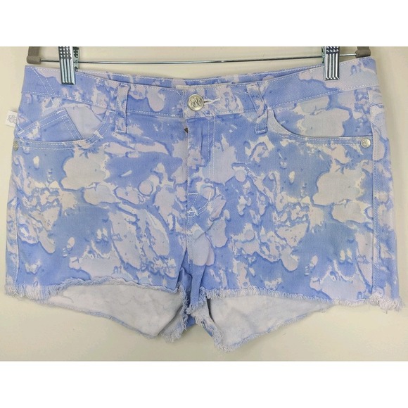 Blue Saks Fifth Avenue Pants - Rock & Republic Cutoff Denim Shorts Womens 12 Blue White Raw Hem Low Rise